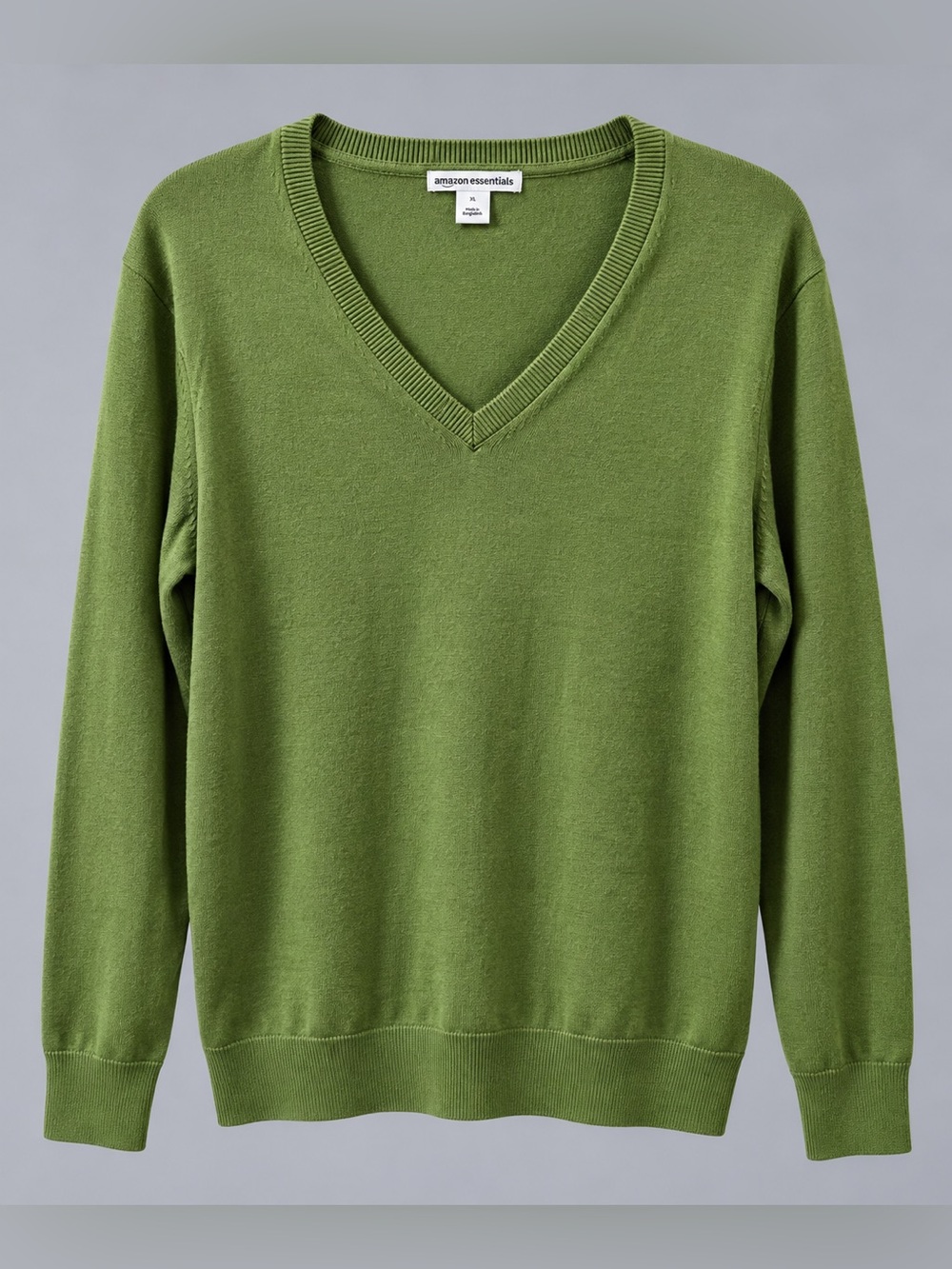 Amazon Essentials Olive Green V-Neck Lightweight Sweater XL
